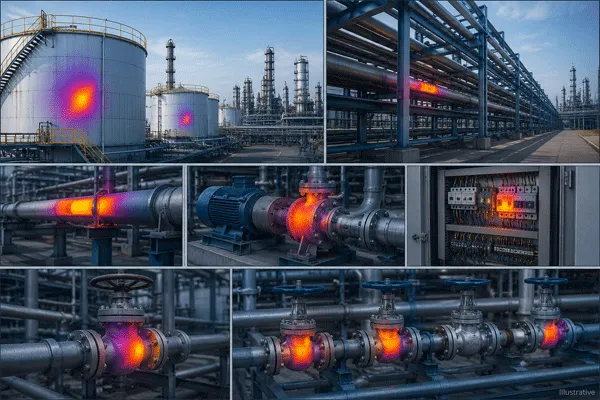 Typical equipment monitored by an industrial thermal imaging system