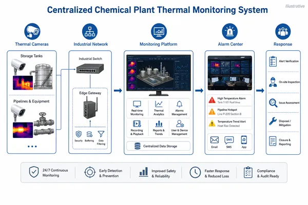Architecture of a centralized chemical plant thermal monitoring system